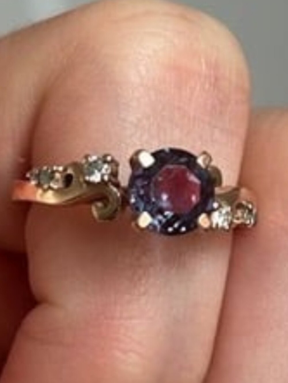 Alexandrite 10k Rose Gold Engagement Ring